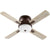 A flush mount ceiling fan with light featuring curved blades and inconspicuous housing. Provides cooling comfort with a 52" sweep.