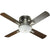 A Quorum International Flush Mount Ceiling Fan with Light, featuring slightly curved blades and inconspicuous housing. This indoor mechanical fan has a 52" sweep and includes a light kit with 3 LED lamps. UL Listed for dry locations. Limited Lifetime warranty.