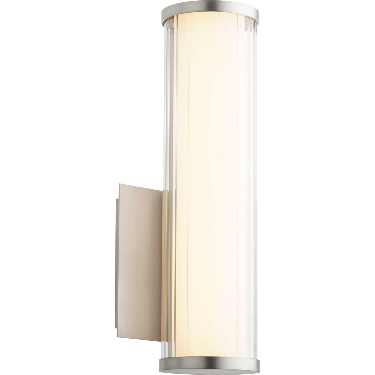 LED Wall Sconce with clean lines and subtle sophistication, perfect for modern applications. 9W, 120V, 689 lumens, 3000K color temperature, CRI 90. Dimmable, UL Listed for damp locations. Noir, Oiled Bronze, Polished Nickel, or Satin Nickel finish. 5.13"W x 12.5"H x 4"E. 2-year warranty.