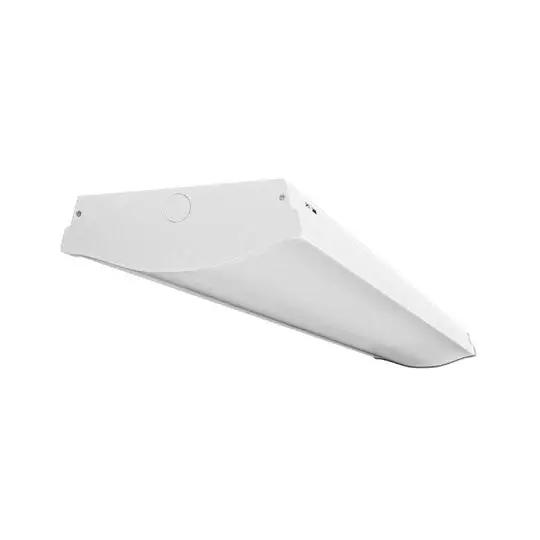 LED Wrap Fixture: A modern, energy-efficient linear lighting solution with adjustable white light. Versatile design for new construction or renovation projects. Easy installation, replacing existing fluorescent strip fixtures. 15W-40W wattage options, 1950-5200 lumens. 120-277V input voltage. LED lamp type with 3500K-5000K color temperature. Dimmable and certified by ETL, FCC, and DLC. 10-year warranty, 100,000 rated hours.