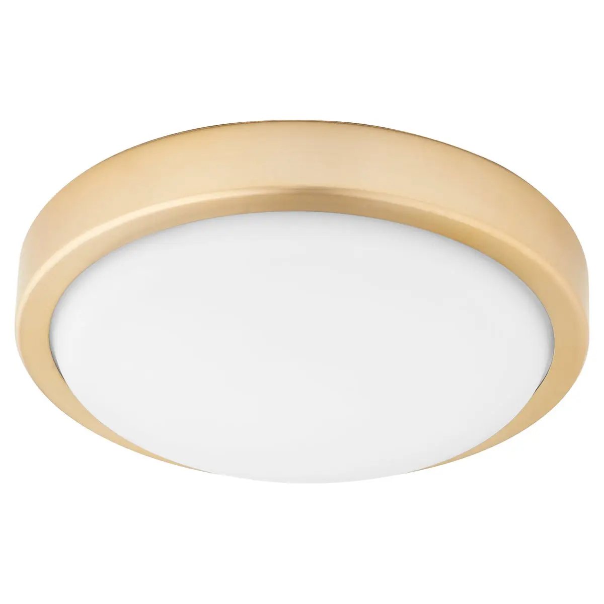 A modern LED light fixture for ceiling fans, suitable for all decor styles. Energy-efficient and long-lasting, this Quorum International ceiling fan light kit includes 1 dimmable LED lamp. Available in Aged Brass, Matte Black, Oiled Bronze, Satin Nickel, or Studio White finish. Dimensions: 8.75"W x 2.25"H. UL Listed for damp locations. 2-year warranty.