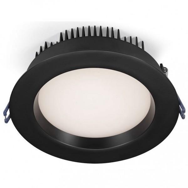 Modern Recessed Ceiling Light by Lotus LED Lights, providing 1020 lumens of output. Air-tight, wet location approved, and no recessed housing required. 5"D x 2"H dimensions.