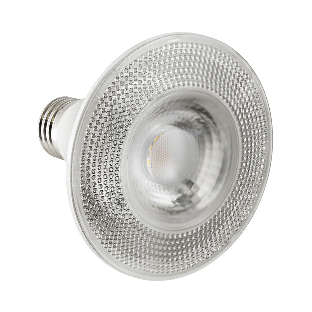 A close-up of a PAR30 LED Short Neck Bulb, delivering 975 lumens of brightness. Ideal for ambient lighting or general-purpose applications.