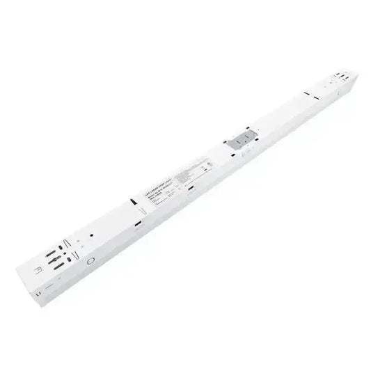 LineVolt Series LED strip light back view showing mounting locations and electrical knockout access for commercial installation