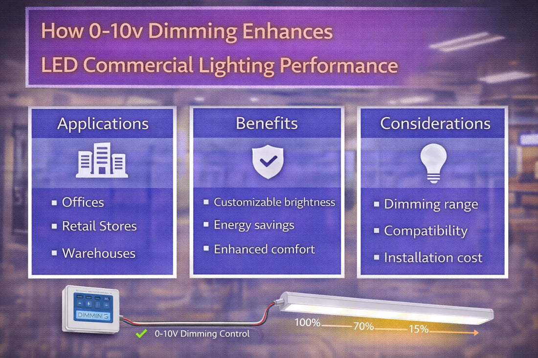 0–10V dimming control used with LED commercial lighting to adjust light output and improve performance across office, retail, and warehouse environments