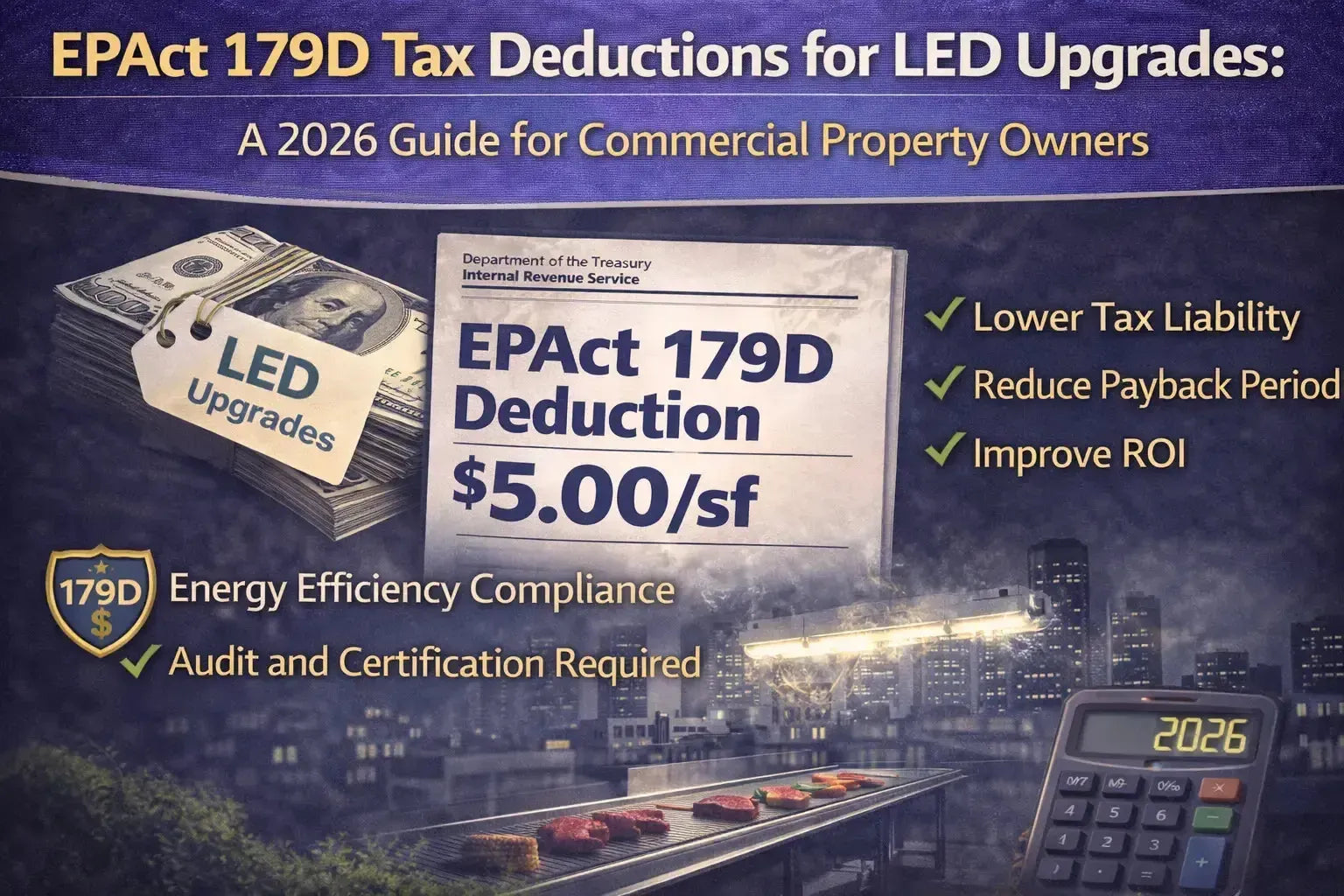 EPAct 179D LED Tax Deduction Guide 2026 – Stars and Stripes Lighting