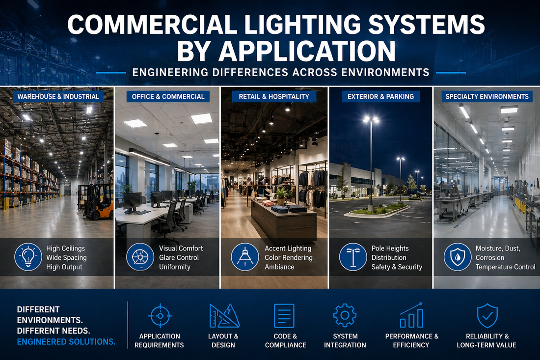 Commercial Lighting Systems by Application: Engineering Differences Across Environments