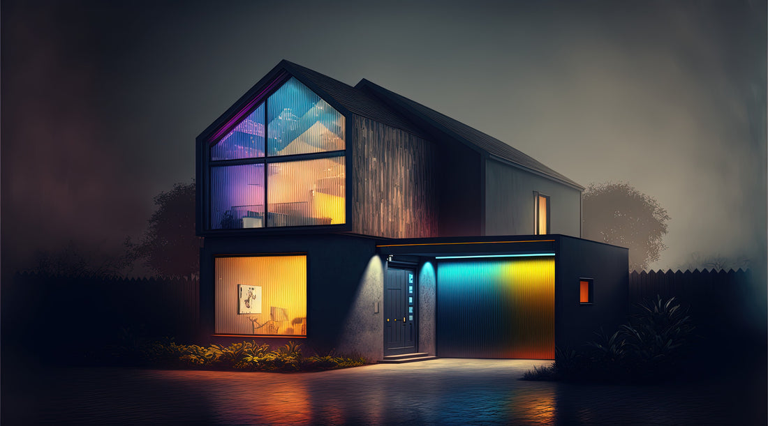 House with modern facade and LED strip lights