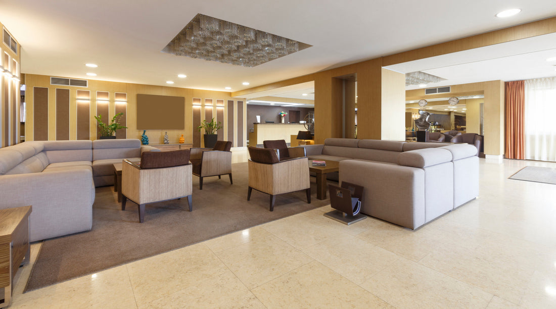 LED CFL retrofit lamps used in recessed cans in hotel lounge