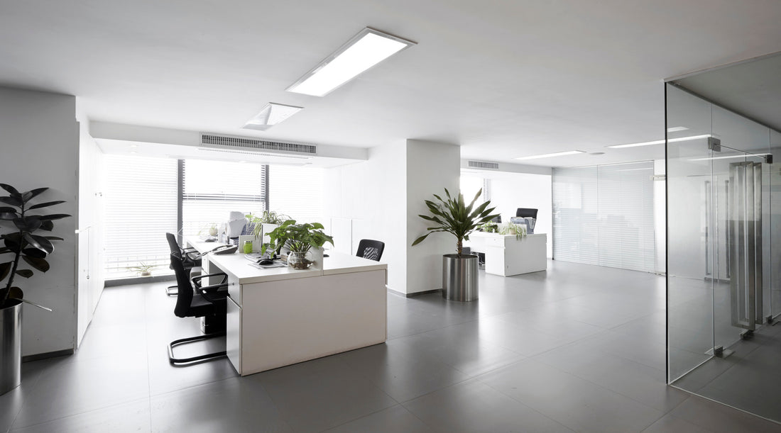LED lighting shown inside commercial modern office