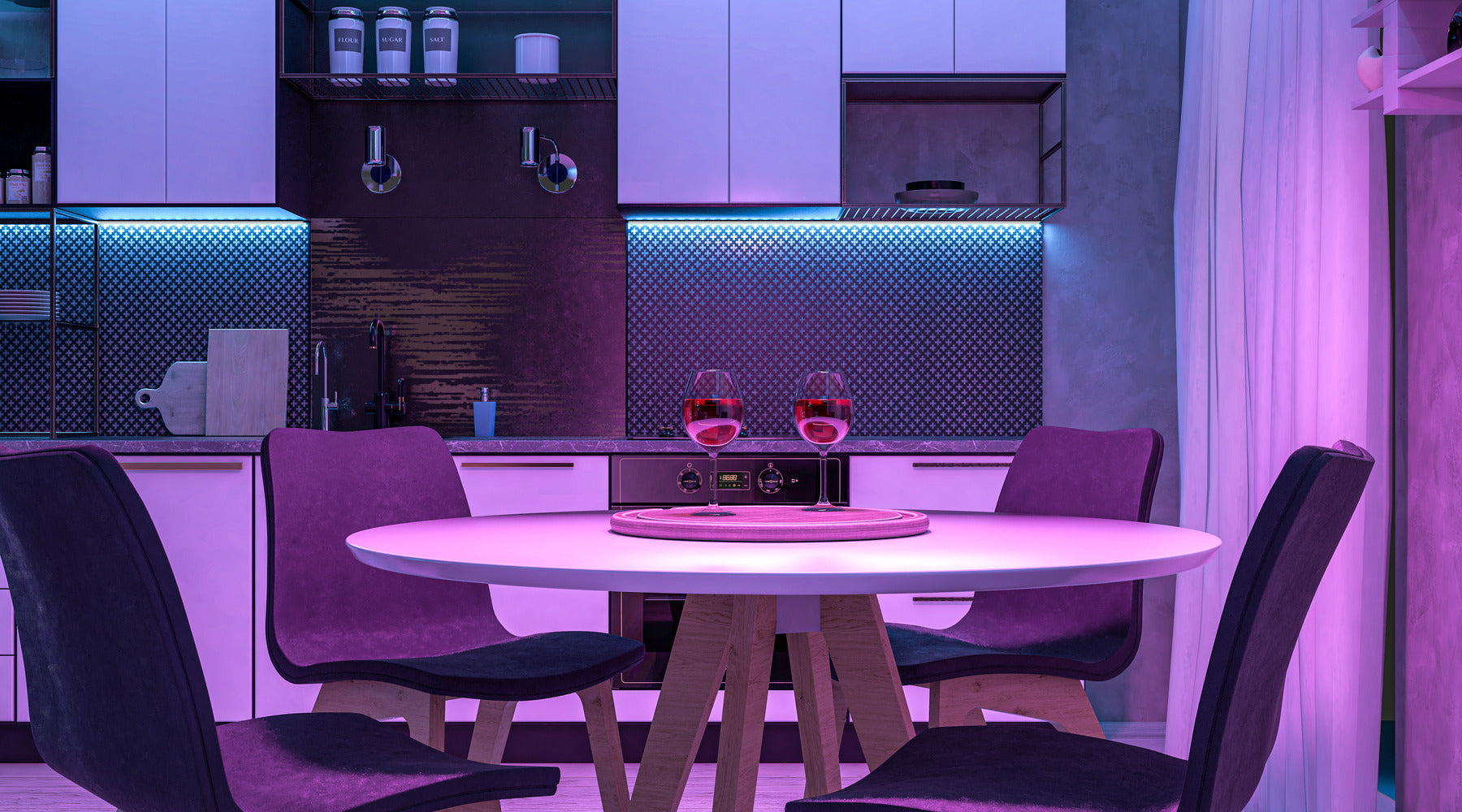 Modern kitchen with CCT changeable LED lights