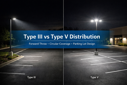 Type III vs. Type V Distribution: Understanding Forward Throw and Circular Light Patterns in Parking Lot Design
