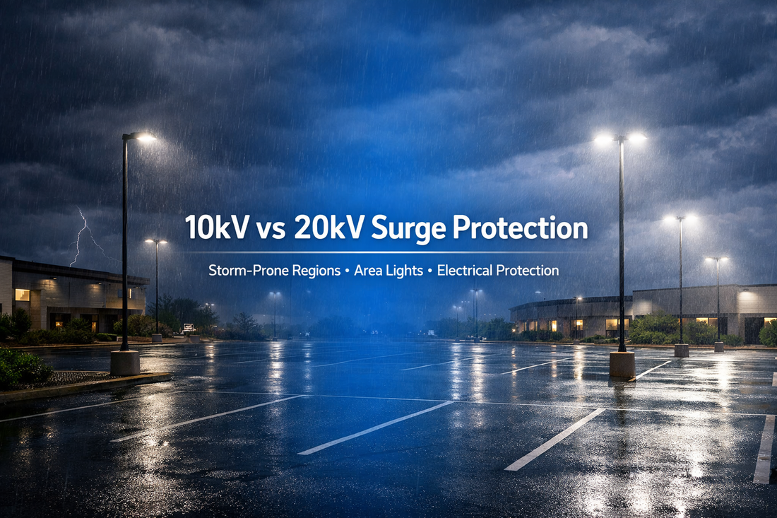 Understanding 10kV vs. 20kV Surge Protection: Why High-Wattage Area Lights Require Enhanced Suppression in Storm-Prone Regions