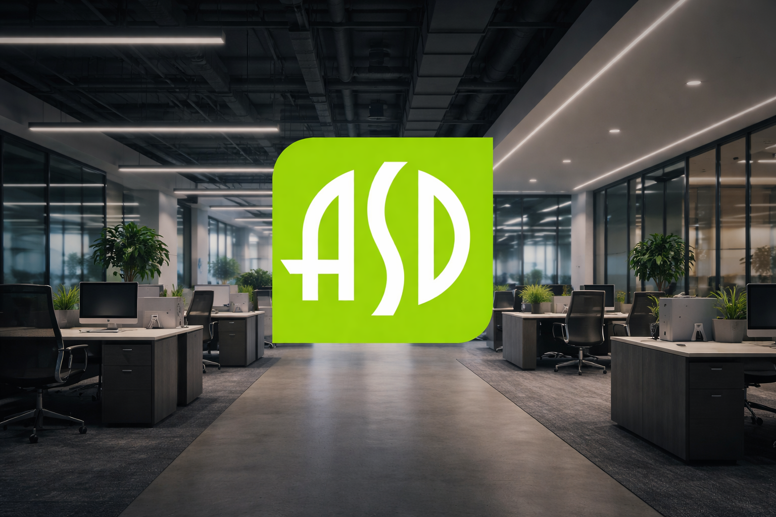 ASD Lighting commercial LED fixtures used in a modern office lighting environment
