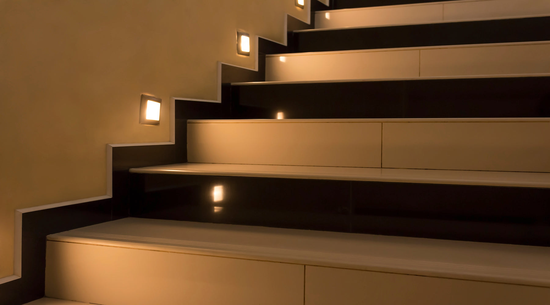 Step lights installed along staircase