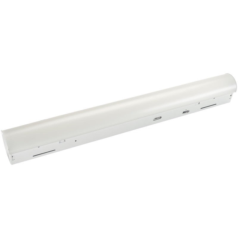 2-foot LED shop light with PMMA lens and compact housing for workstations; 120–277V input, 0–10V dimming, 15/20/25W options (2,115–3,300 lumens) with 3500K/4000K/5000K and 80+ CRI.