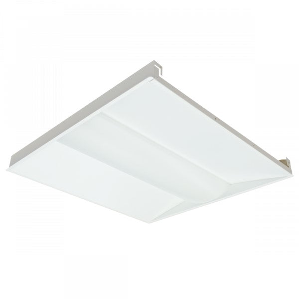 2×2 LED troffer light with recessed frame and diffuser for grid ceilings; 120–277V input, 20/25/30W options (2,720–3,870 lumens) with 3500K/4000K/5000K selections.
