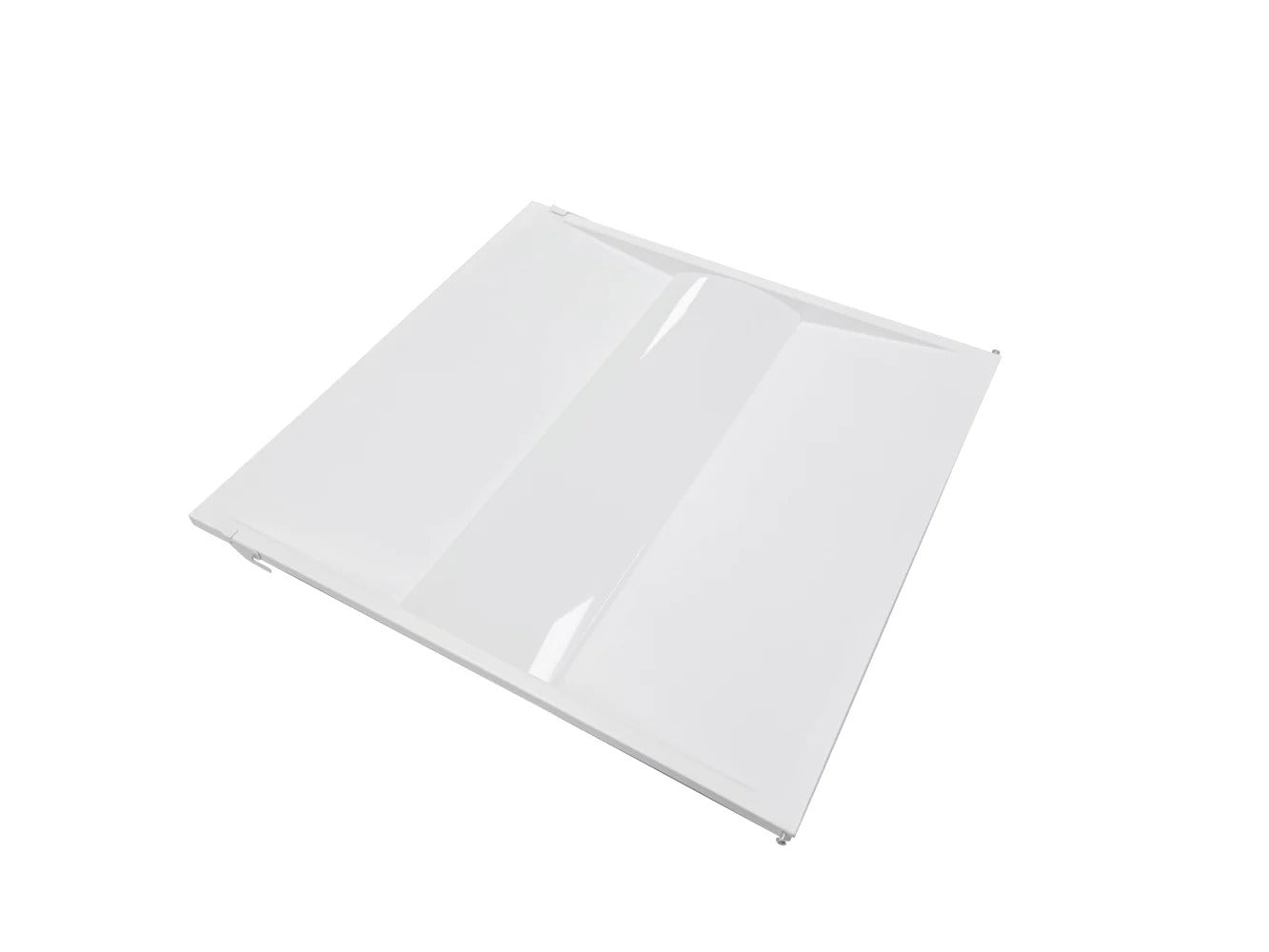 2×2 LED troffer retrofit (installed appearance) showing the finished troffer lens and frame for T-bar ceiling systems; 120–277V input, 0–10V dimming, 15/18/20/25/28W selectable delivering 1,950–3,500 lumens with selectable 3500K/4000K/5000K/5700K/6500K.