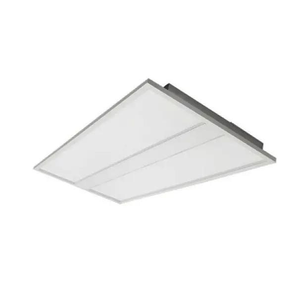 2×4 LED drop ceiling light with diffused panel optic for uniform grid-ceiling illumination; 120–277V input, 30/40/50W options (3,300–5,500 lumens) with 3500K/4000K/5000K selections.