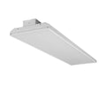 4-foot LED linear high bay fixture with long aluminum housing and diffused lens for high-ceiling warehouses; 120–277V input, 0–10V dimming, 180/200/220W options (24,300–29,700 lumens) with 3500K/4000K/5000K color settings.