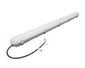 4-foot LED vapor tight fixture with sealed lens and gasketed housing for wet and washdown environments; 120–277V input, 0–10V dimming, 25/30/35/40/50W options (3,250–6,250 lumens) with selectable 3500K/4000K/5000K/5700K/6500K.