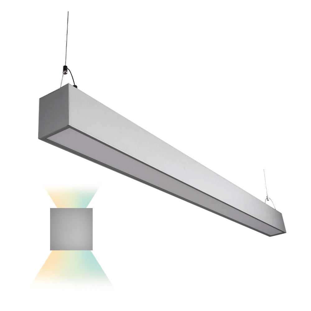 4 Foot Linear Pendant Light, 50 Watt, 6500 Lumens, 3K / 4K / 5K, 80+ CRI, 120-277V