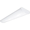 4-foot LED wraparound fixture with diffused lens for uniform corridor and utility lighting; 120–277V input, 40W output (5,280 lumens).