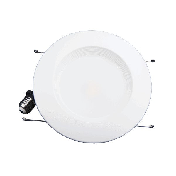 6-inch LED recessed retrofit downlight with beveled trim and diffused lens for ceiling cans; 120V input, dimmable output, 13.5W (1,100 lumens) with selectable 3000K/4000K/5000K and 80 CRI.