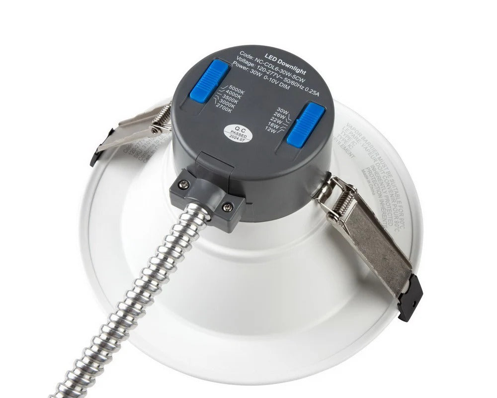 6 in Commercial Downlight — Selectable 12–30W — 120–277V — Selectable CCT