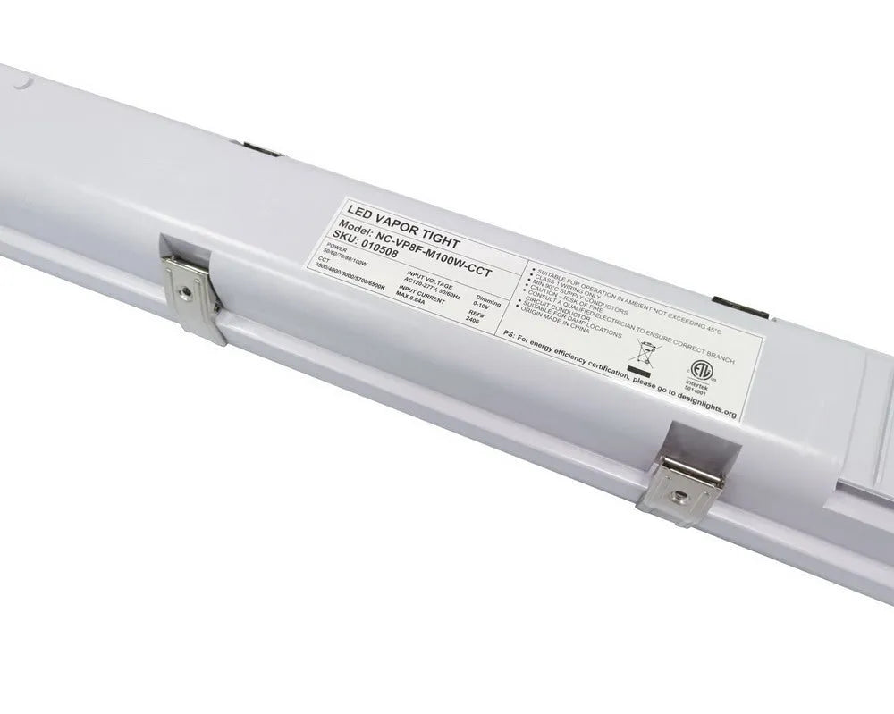 8 ft Vapor Tight — Selectable 50–100W — 120–277V — Selectable CCT