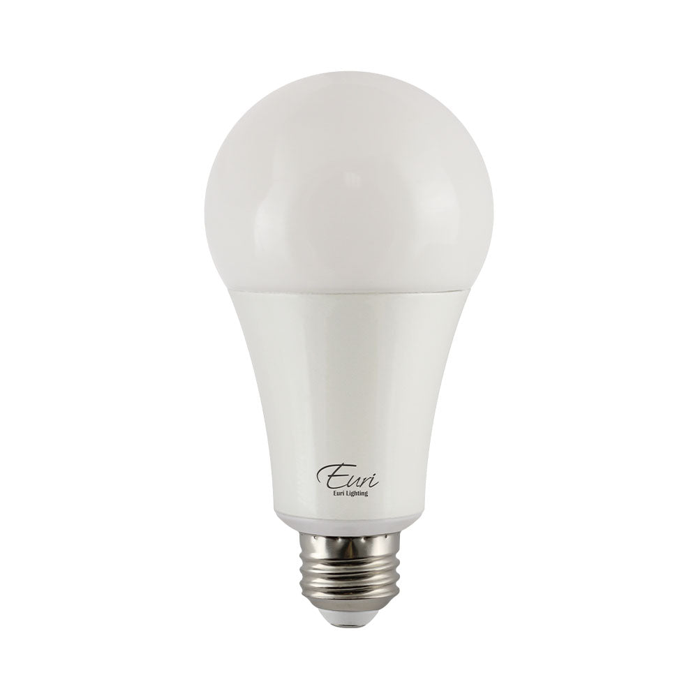 A21 LED bulb with medium E26 base, dimmable output and high color rendering for general service sockets; 120V input, 17W (1,600 lumens) with 90+ CRI plus JA8 compliance and Energy Star rating.