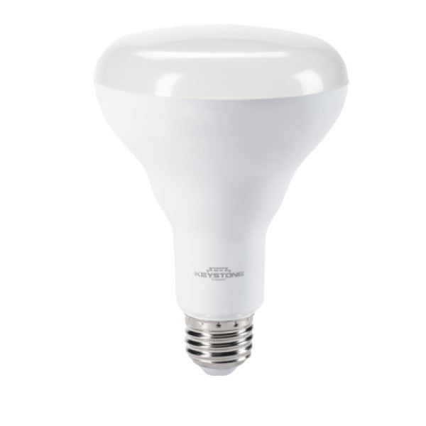 BR30 LED light bulb with silver base, producing 700 lumens of soft-edged, directional lighting. Long lifespan of 15,000 hours and up to 80% energy savings. Ideal for indoor recessed downlights.