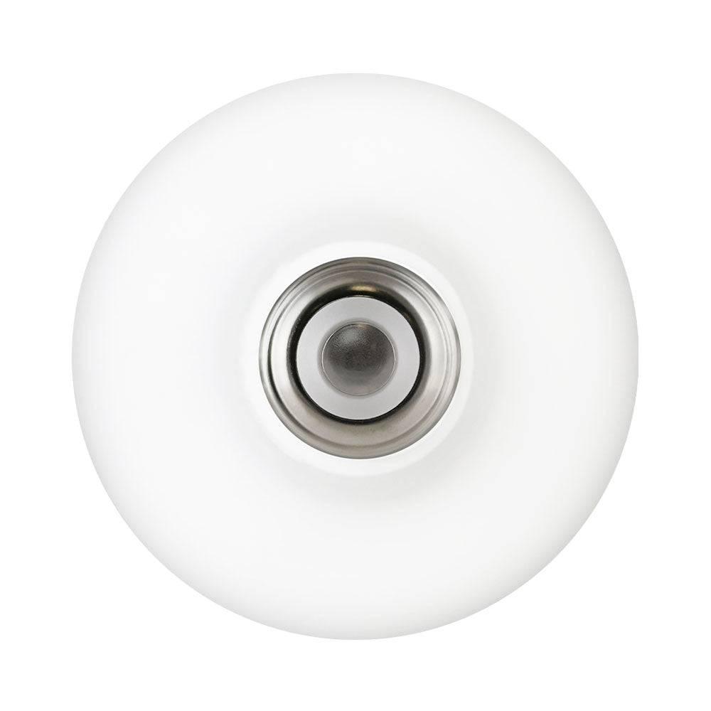 BR30 LED Bulb with white circle and silver center, delivering 850 lumens of brightness. Ideal for ambient lighting or general-purpose applications. 11W, 120V, dimmable, medium E26 base. UL Listed, Energy Star Rated. 3.74"D x 5.11"H. 25,000 rated hours. 3-year warranty.