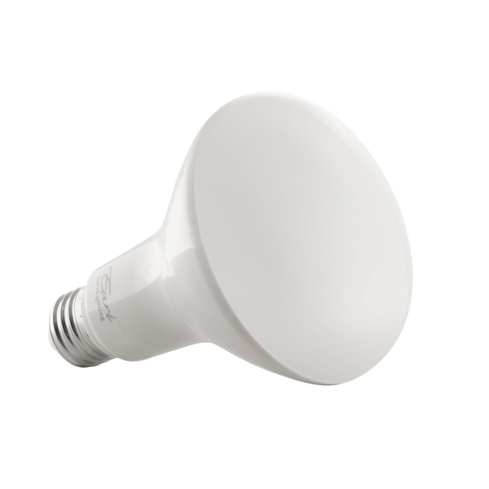 BR30 Smart Bulb, a white light bulb with a white base. Wi-Fi enabled, dimmable, and color selectable. Control from anywhere with the free Life in Sync app. Compatible with Amazon Alexa and Google Assistant. 10W, 120V, 650 lumens. LED lamp with a medium E26 base. UL Listed, damp location rated. 3.7"D x 5"H. 2-year warranty.