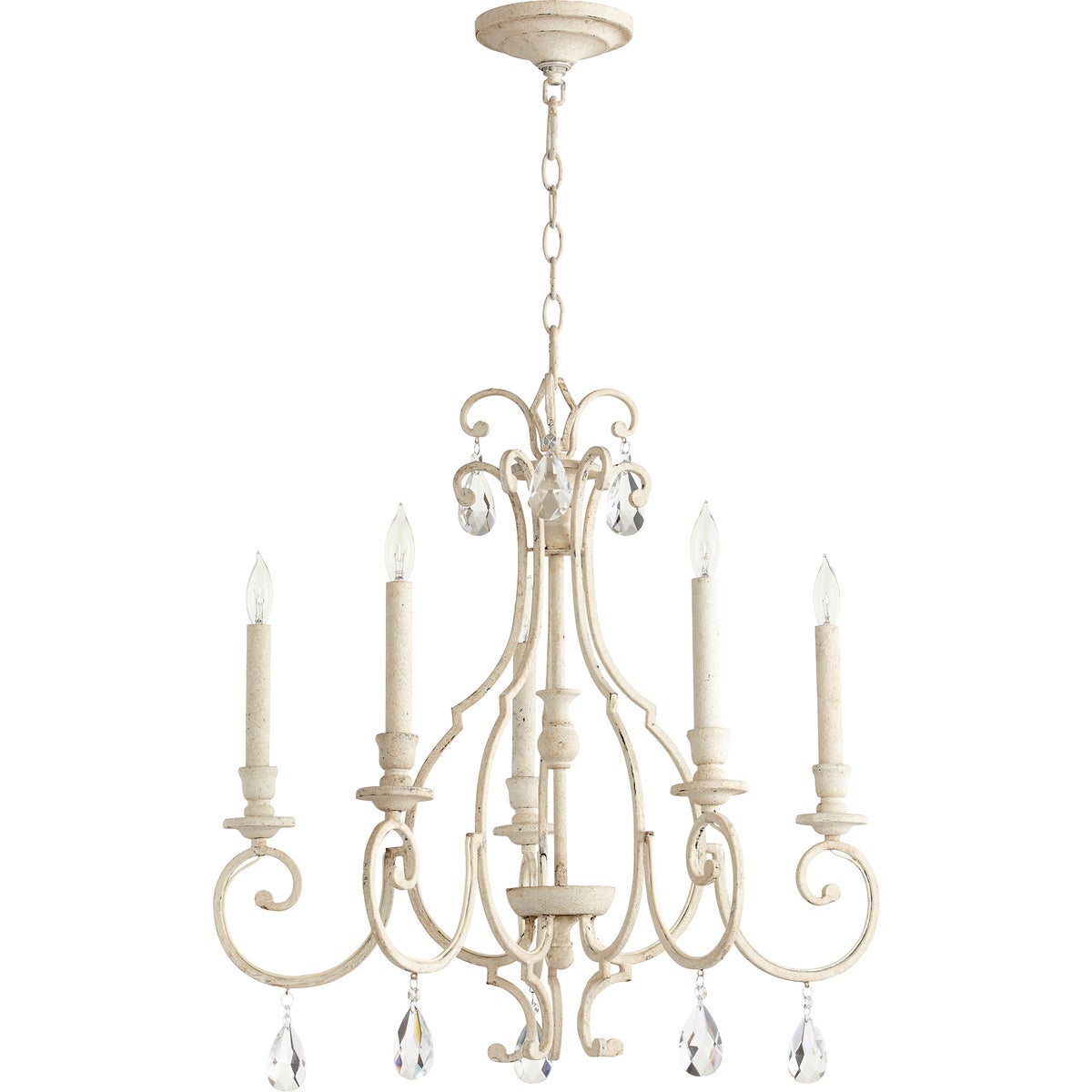 Bedroom chandelier with crystal lights, combining traditional frame and elegant ornamentation. A statement piece that adds a touch of history to your décor.