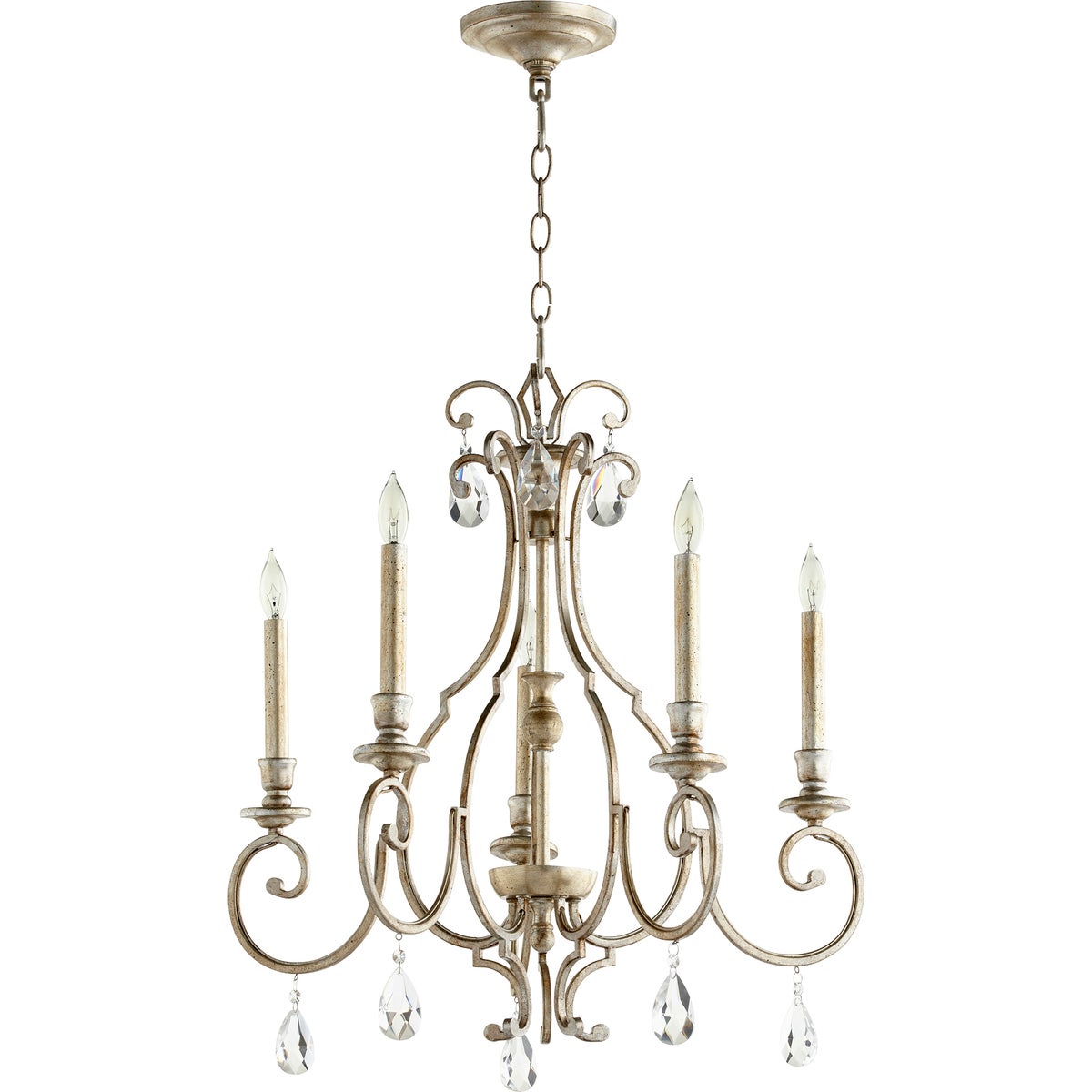 Bedroom chandelier with crystal lights, combining traditional frame and elegant ornamentation. A statement piece that adds a touch of history to your décor.
