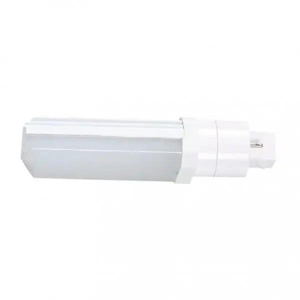 2-pin CFL replacement lamp with G24d base for plug-in fixture retrofits; 120–277V input, 8W (950 lumens) with 80+ CRI.