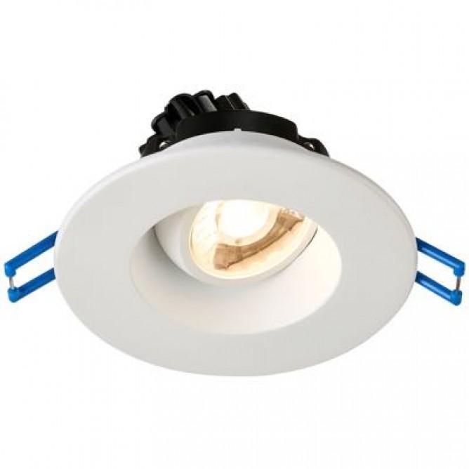 Canless Gimbal Recessed Lighting Fixture, a white light fixture with blue handles, providing 630 lumens of light output.