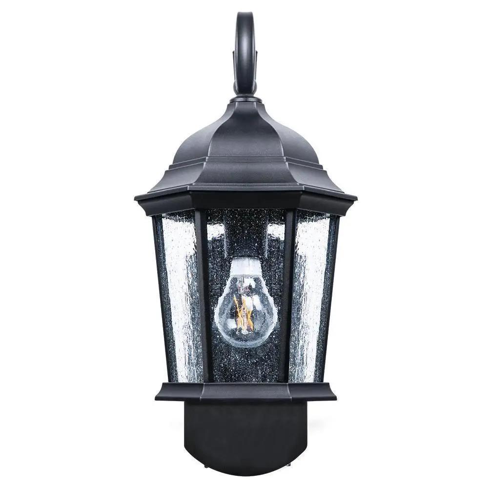 A black light fixture with a Bluetooth-enabled LED bulb for the Coach Companion Smart Security Light by Maximus Lighting.