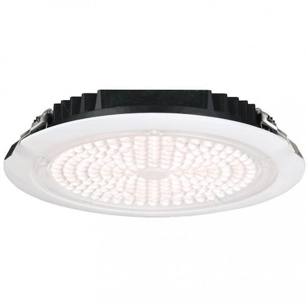 A close-up of a Lotus LED Lights commercial recessed lighting fixture, providing 6700 lumens of light output. Ideal for offices, educational facilities, hospitals, and retail stores. 12&quot;D x 2.25&quot;H.