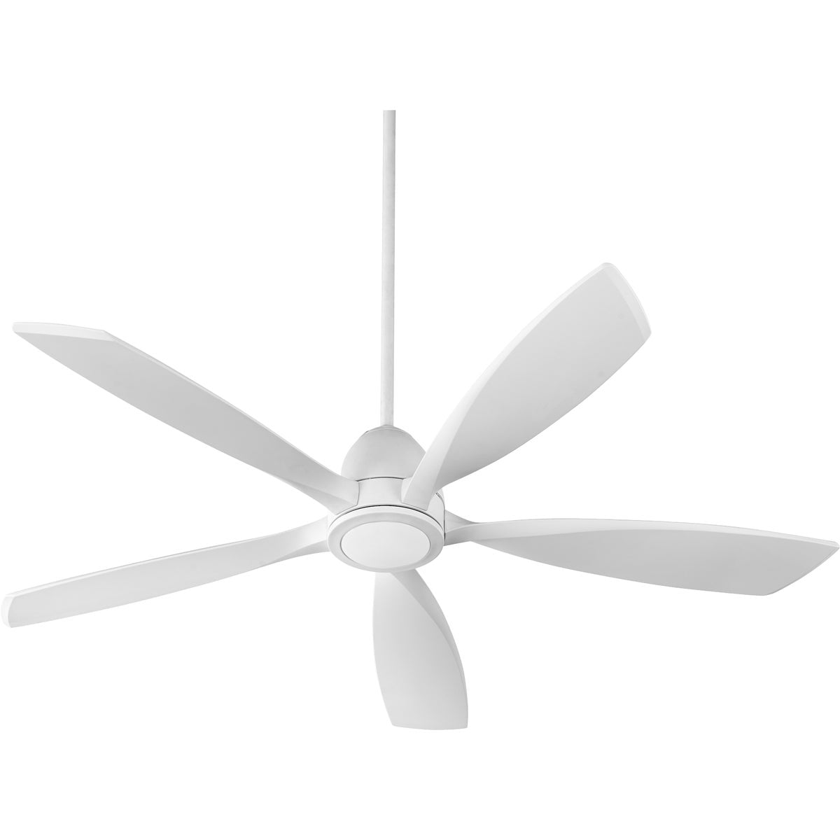 A contemporary ceiling fan with integrated LED lighting, featuring a 16-degree blade pitch and 6-speed DC motor. Dimensions: 13.5"H x 56"W.