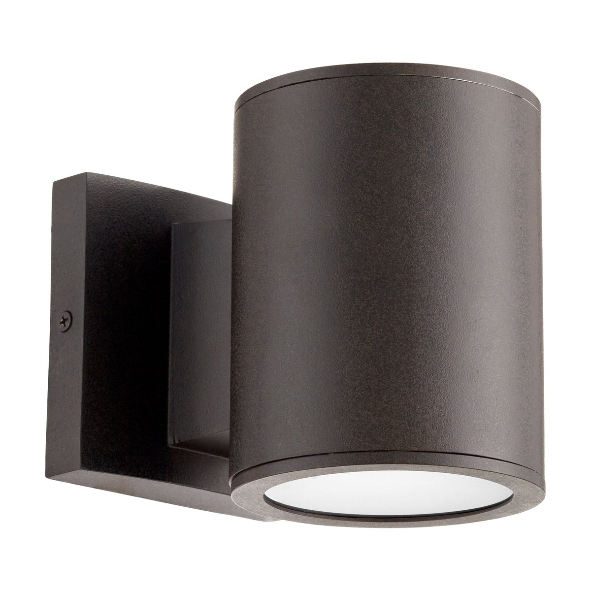 Cylinder Outdoor Wall Light with Frosted Glass Shade, LED, 6W, 3000K, UL Listed, Wet Location, Noir/Oiled Bronze Finish. Sleek and futuristic design for your outdoor ensemble.