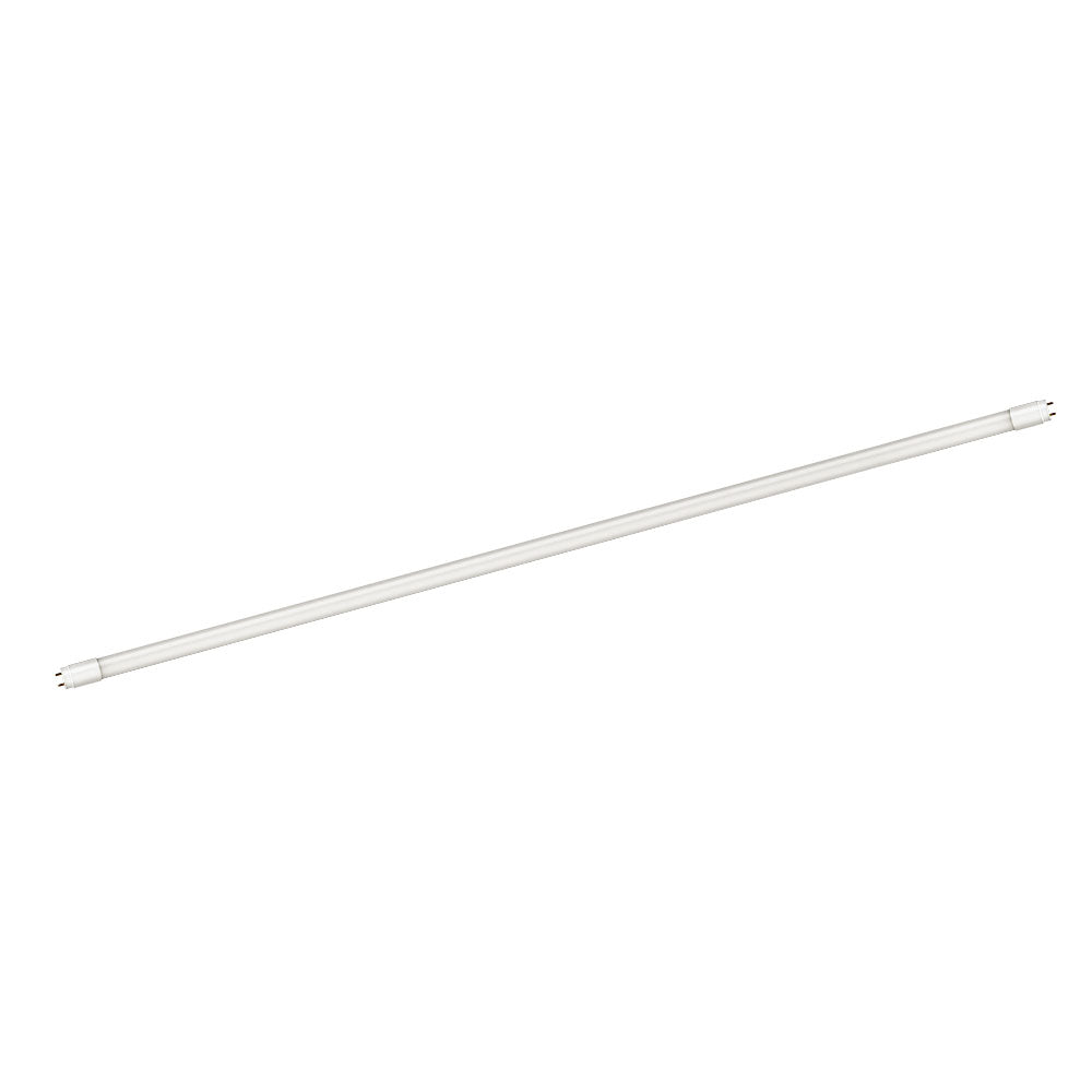 Dimmable Cct Tunable LED Tube, a white tube with a red tip, providing 2450-2700 lumens. Energy-saving alternative to fluorescent lighting. 18W, 1"D x 47.16"L.