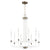 Dining Room Chandelier with contemporary parallel arms and white tubes, adding balance to any environment. 8 bulbs, 60W, dimmable. UL Listed. 24.5"W x 29"H.
