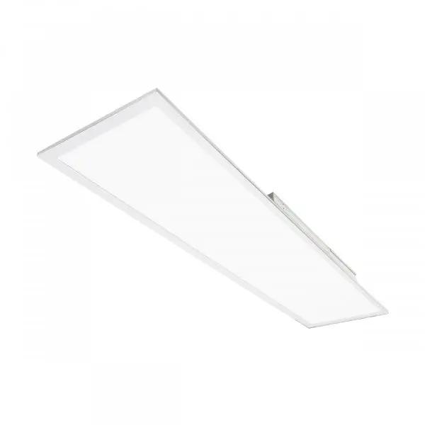 A white rectangular drop ceiling lighting fixture with innovative backlit technology, providing even, edge-to-edge illumination. This SLG Lighting product offers 2950 to 4480 lumens of CCT selectable white light, making it ideal for commercial offices, retail stores, and medical facilities. Dimensions: 47.8"L x 11.9"W.