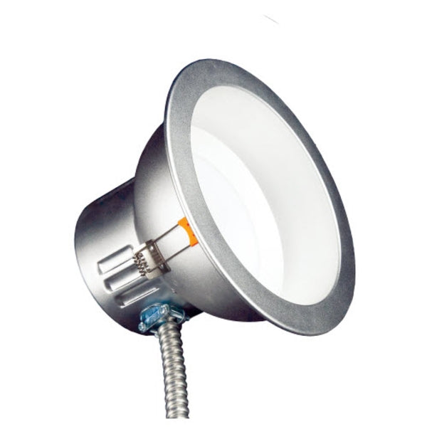 Drop Ceiling Recessed Light with metal rod, providing 759-1309 lumens of CCT selectable white light. 7W-12W wattage, dimmable LED lamp. Easy installation, no recessed can required. Matte Silver finish. 6.2"D x 5"H. 5-year warranty.
