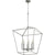 Farmhouse chandelier with open tapered shade and candelabra bulbs, providing ample illumination for foyer, hallway, or kitchen.