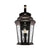 A black lantern with a flickering flame bulb, motion sensor, and water glass design for stylish outdoor lighting.