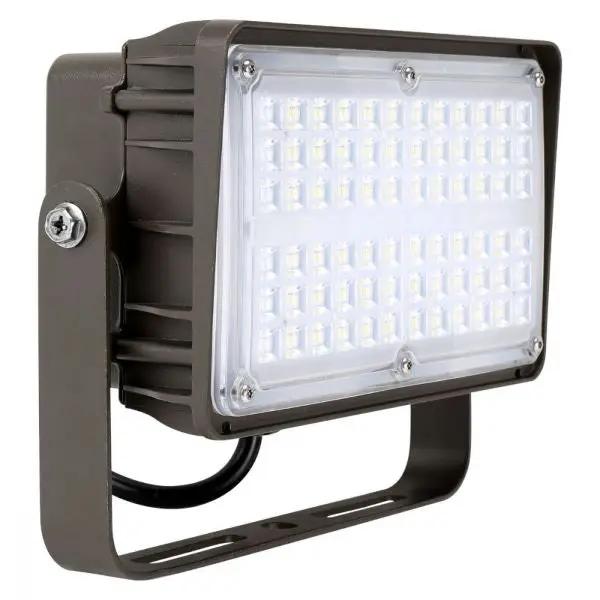 Flood Lighting Fixture: A close-up of a slim, rugged aluminum housing with a watertight compartment for the driver. Provides 7450 lumens of light output.