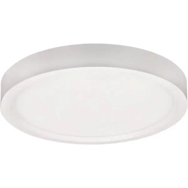 A white flush mount recessed ceiling light with a narrow flange, providing a modern, architectural appearance. Energy-efficient with 900 lumens of 3000K white light and a high CRI of 90+. Suitable for indoor and outdoor use. Ideal for multi-family, residential, and hospitality applications.